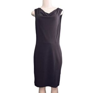 Worthington Little Black Sleeveless Cowl Neck Side Ruched Dress Size 12